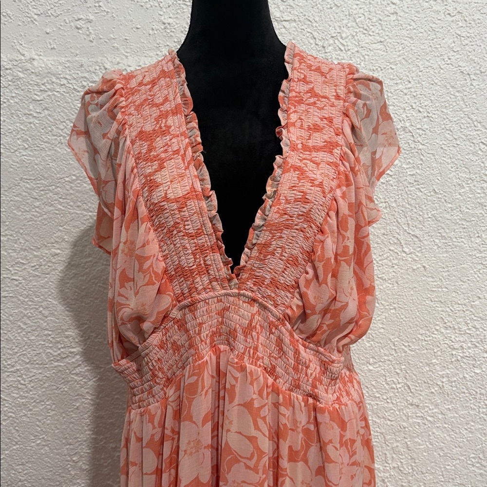 Torrid Floral Coral Mini V-Neck Dress Size 4X | 26 - Picture 3 of 7